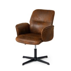 Homy Casa Thomasina Adjustable Office Chair in Suede Brown