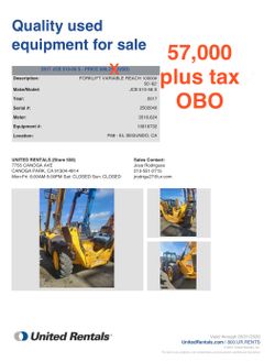 2017 FORKLIFT REACH 10000lbs 56’