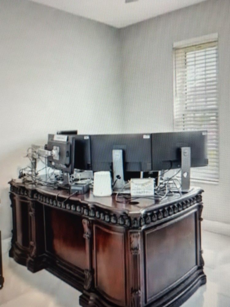 Solid Wood Corbett Rich Brown Double Pedestal Executive Desk