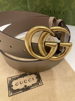 Gucci Beige Gold Buckle Belt NEW