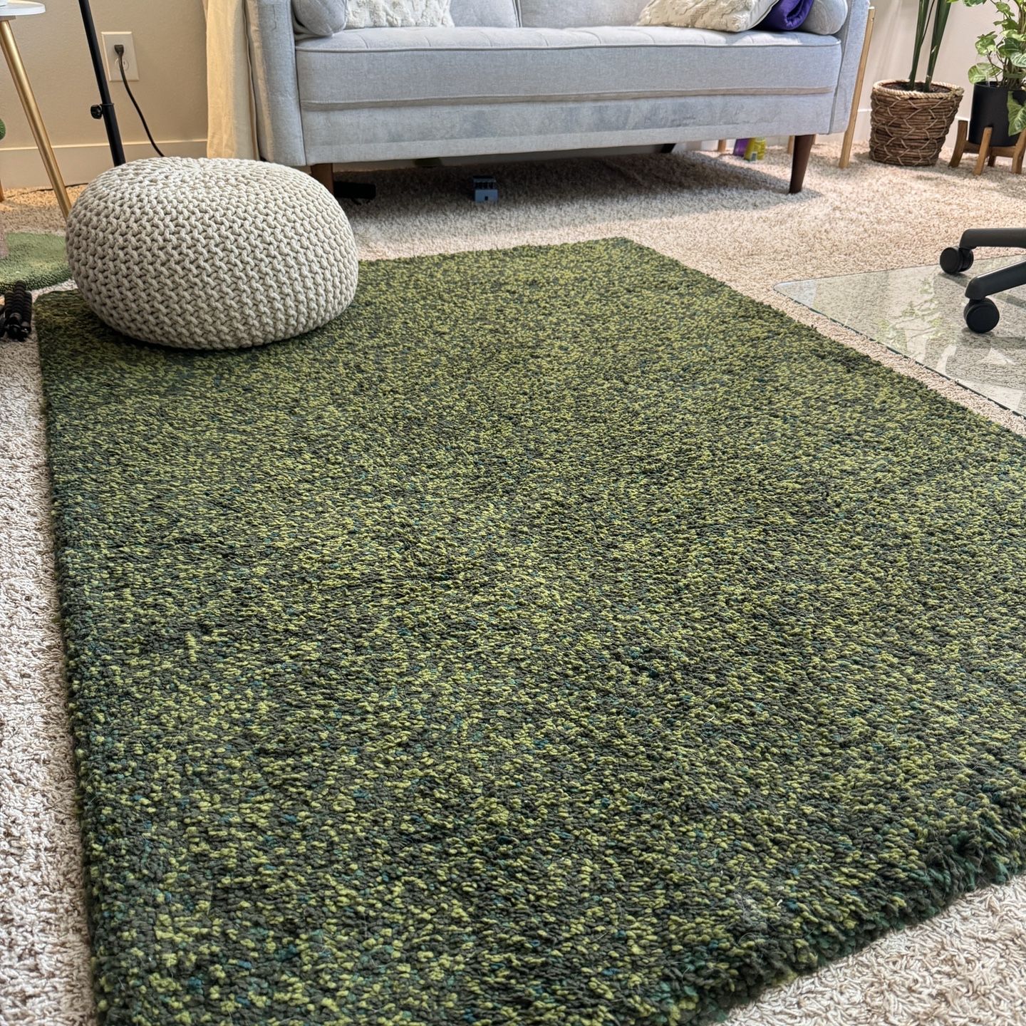 IKEA VINDUM シャギーラグ グリーン 170x230cm 58f63a63136a4423be786278832bcd