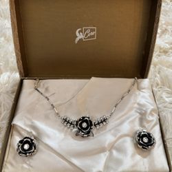 Vintage Coro Rhinestone Necklace and Earring Set