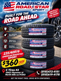 235/40R19 American ( 4 New Tires )
