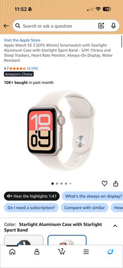 apple watch se 3 starlight
