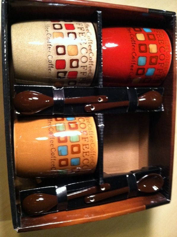 Mr Coffee Cafe Americano Mug Set with Spoons 13 ounces