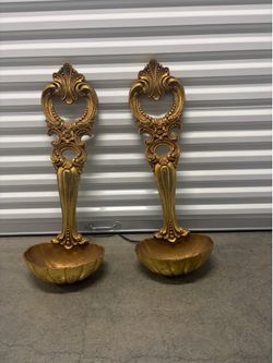 Pair of Ornate Gold Wall Sconces