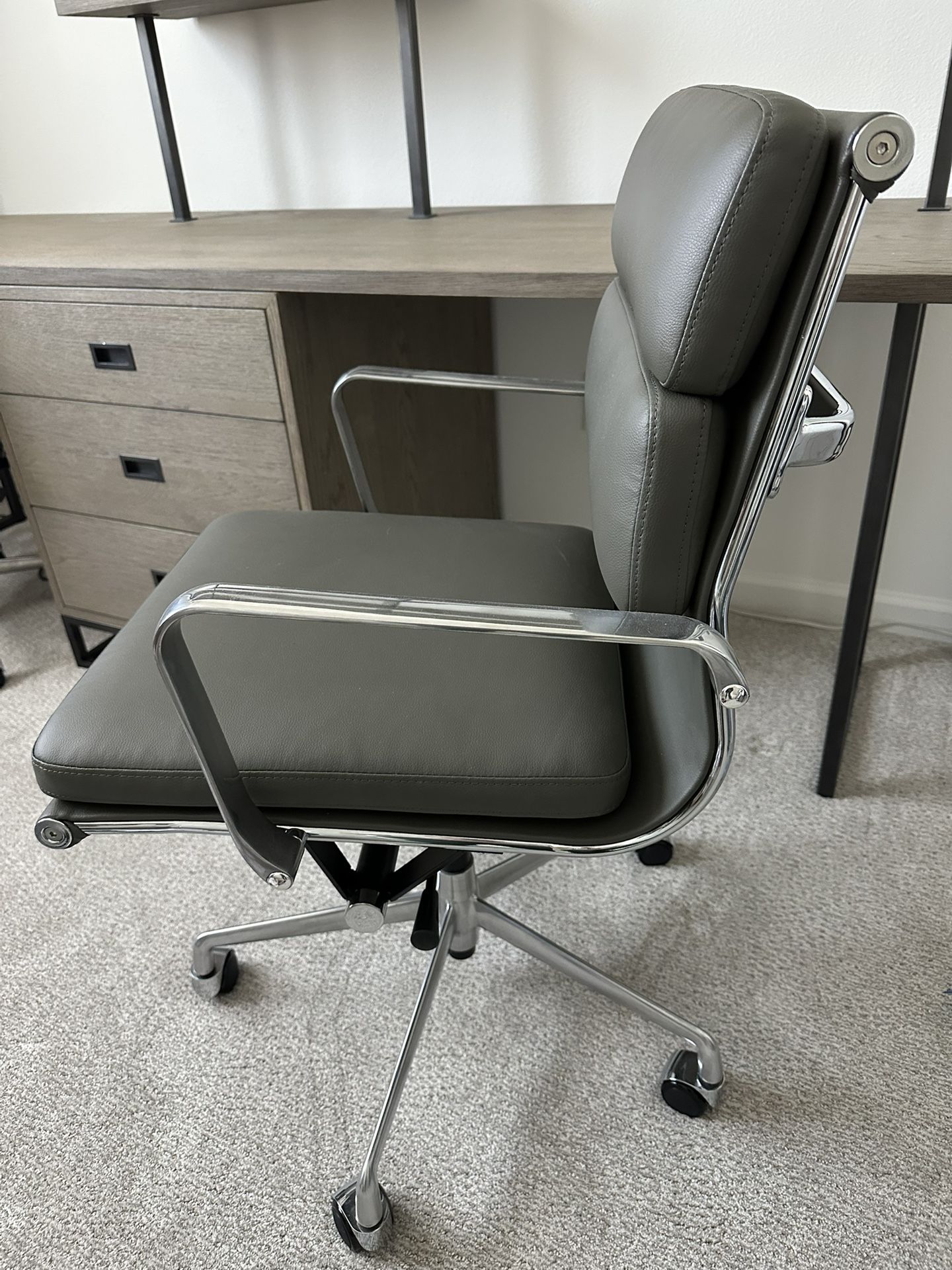 Leather Padded Desk Chair Dark Grey Laura Davidson Soho II Padded