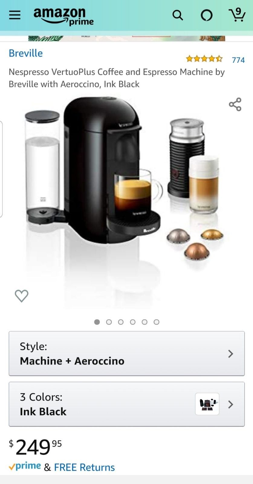 Breville Nespresso Vertuo Plus with Aeroccino