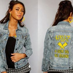  Hellz Bellz M.I.A. Denim Jean Jacket Size Small 