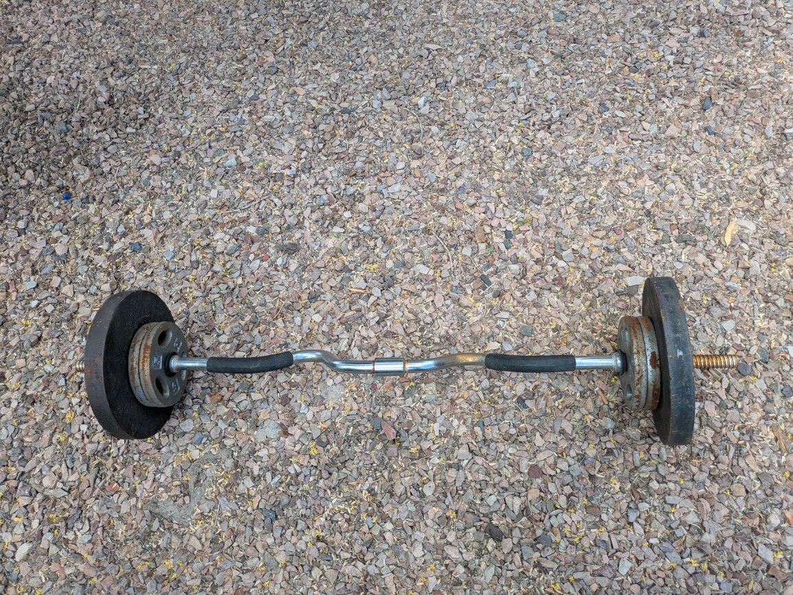 Adjustable Curl Bar With 70lbs