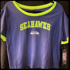 New Juniors Large Crop Seattle Seahawks NFL Tee Shirt
