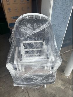 Baby wooden chair & ottoman (white & grey)