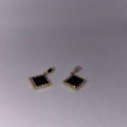Fashion Jewelry Black and Gold Square Earrings