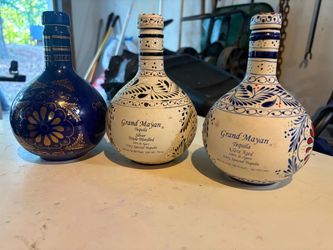 Grand Mayan Ceramic Tequila Bottles - Set of 3