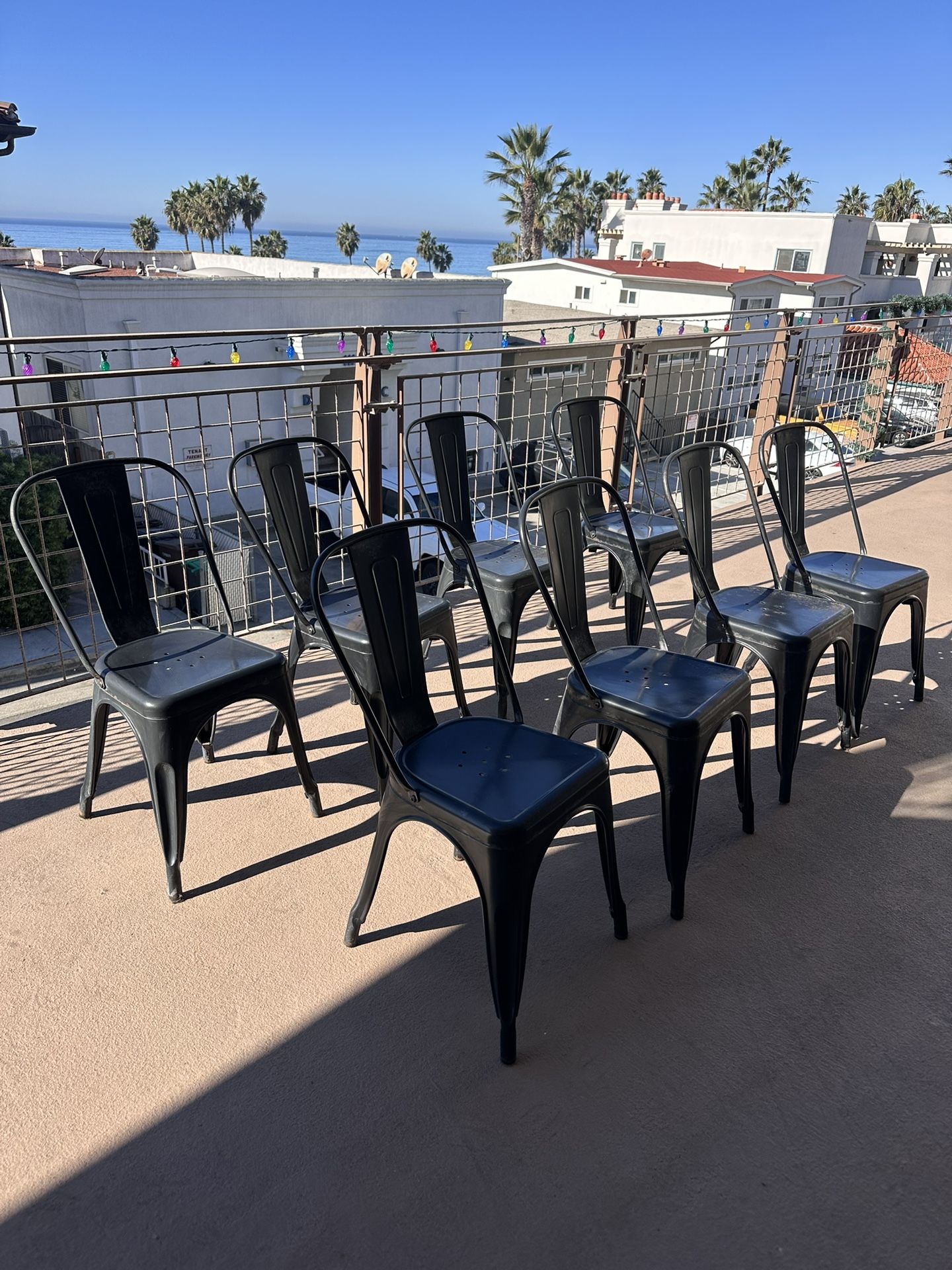 8 Metal Black Dining Chairs
