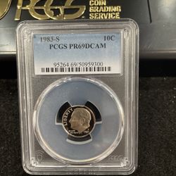 1983 S Gem Proof Roosevelt Dime Graded At PR69 With A Deep Cameo U-5