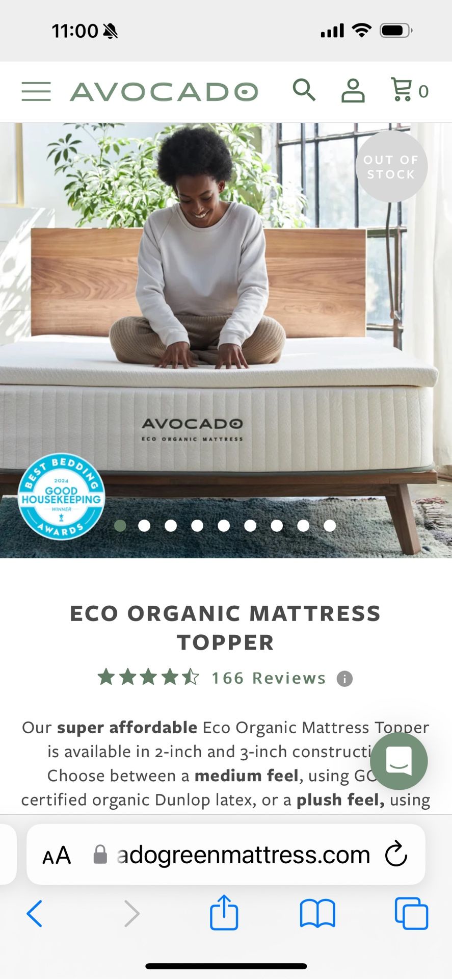 MATTRESS (like NEW)Organic AVOCADO Topper