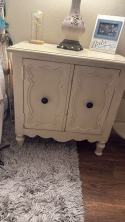 Off White Vintage Looking Nightstand Also Farm Style