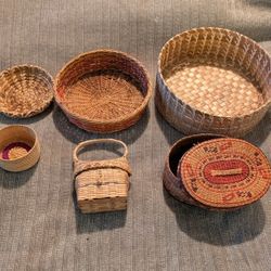 Lot Of Handmade Vintage Baskets 