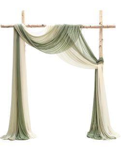 Floroom Wedding Arch Draping Fabric 3 Panels 20Ft Chiffon Fabric Drapes Arbor Drapery Wedding Ceremony Reception Swag Decorations (Forest Green +Sage 