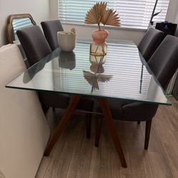 West Elm glass Dining Table