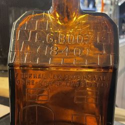 Old E.G. Booz Glass Bottle Cabin Shaped