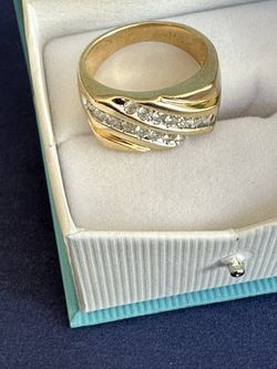 Diamond Ring: 14kt Gold Overlay And Sterling Silver