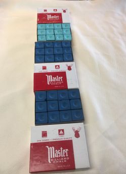 3 boxes of master billiard chalk.