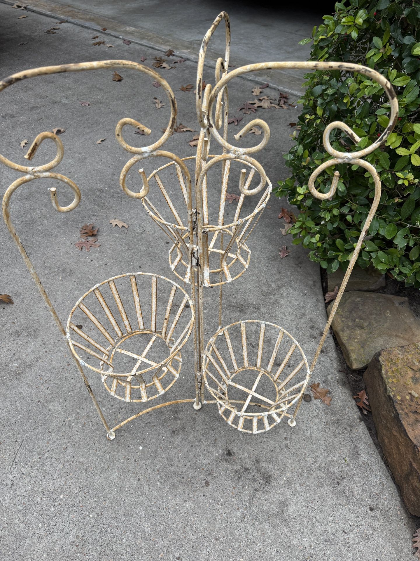 3 Tier Folding Plant Stand Pot Holder Wrought Iron Vintage Garden 