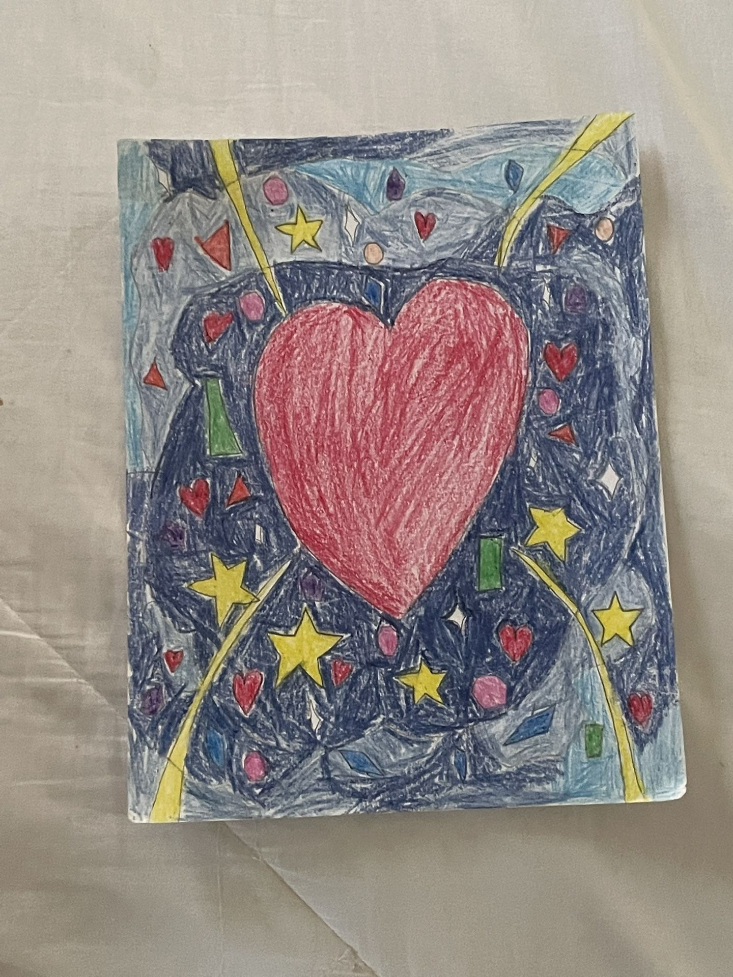 Lovely Heart And Stars Cloudy Art Drawing
