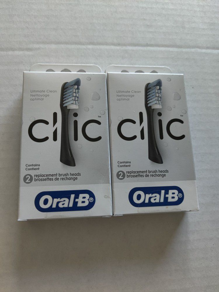 Lot 2 boxes - 4 total heads - Oral-B CLIC Toothbrush Replacement Brush Heads