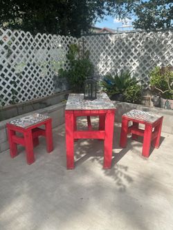 Red Chair and Table Set