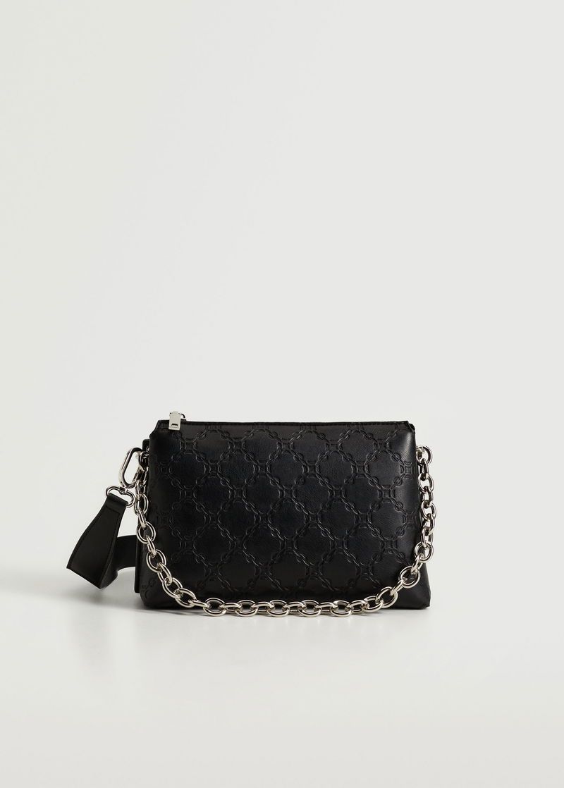 Mango Black Crossbody Bag with Silver Chain
