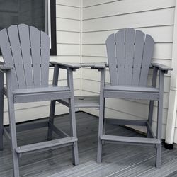 Tall Adirondack Chair Set of 2 with Double Connecting Tray