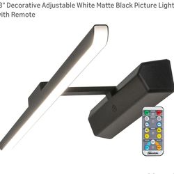 13" Decorative Adjustable White Matte Black Picture Light with Remote