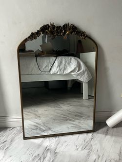 Gold Metal Mirror with hummingbirds and flower design