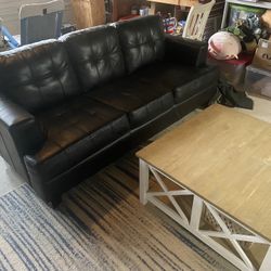 Black Faux, Leather Couch