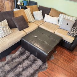 Sectional 3 Piece Couch w/pillows. Ottoman sold separately. . 