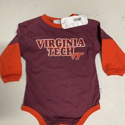New With Tag Virginia Tech Hokie Long Sleeve Onesie Size 18M