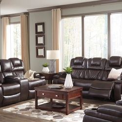 Warnerton Chocolate Power Reclining Living Room Set ( Sofa , Loveseat , Couch , Recliner , Sectional Options 
