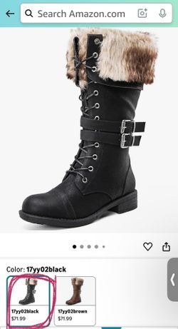 NEW Never Worn - Women's Mid Calf To Knee High Boots Dressy Lace Up Combat Boots for Women Low Heel