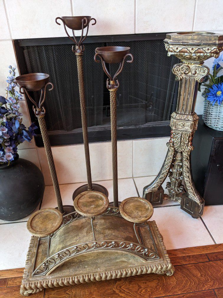 Beautiful Candle Holders Candelabra. Pedestal. Pillar. Excellent Condition.  32" To 39" Tall