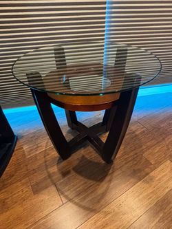 Round Glass Top End Table