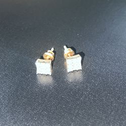 10k Diamond Square Earrings 