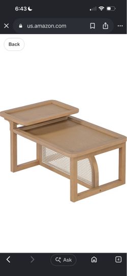 Two-Tier Wood and Rattan Coffee Table