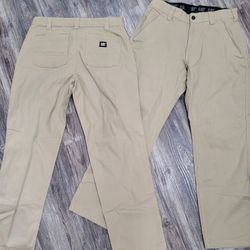 2 pairs CAT Caterpillar Men Flex Waistband Straight Leg Canvas Utility Work Pants 34X32. 