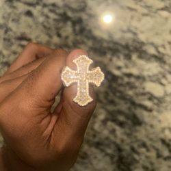 Men’s Gold Moissanite Cross Ring Size 8