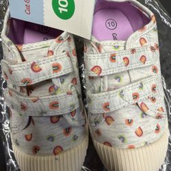 Girls Shoes Cat & Jack Size 10 Canvas Rainbow Print 