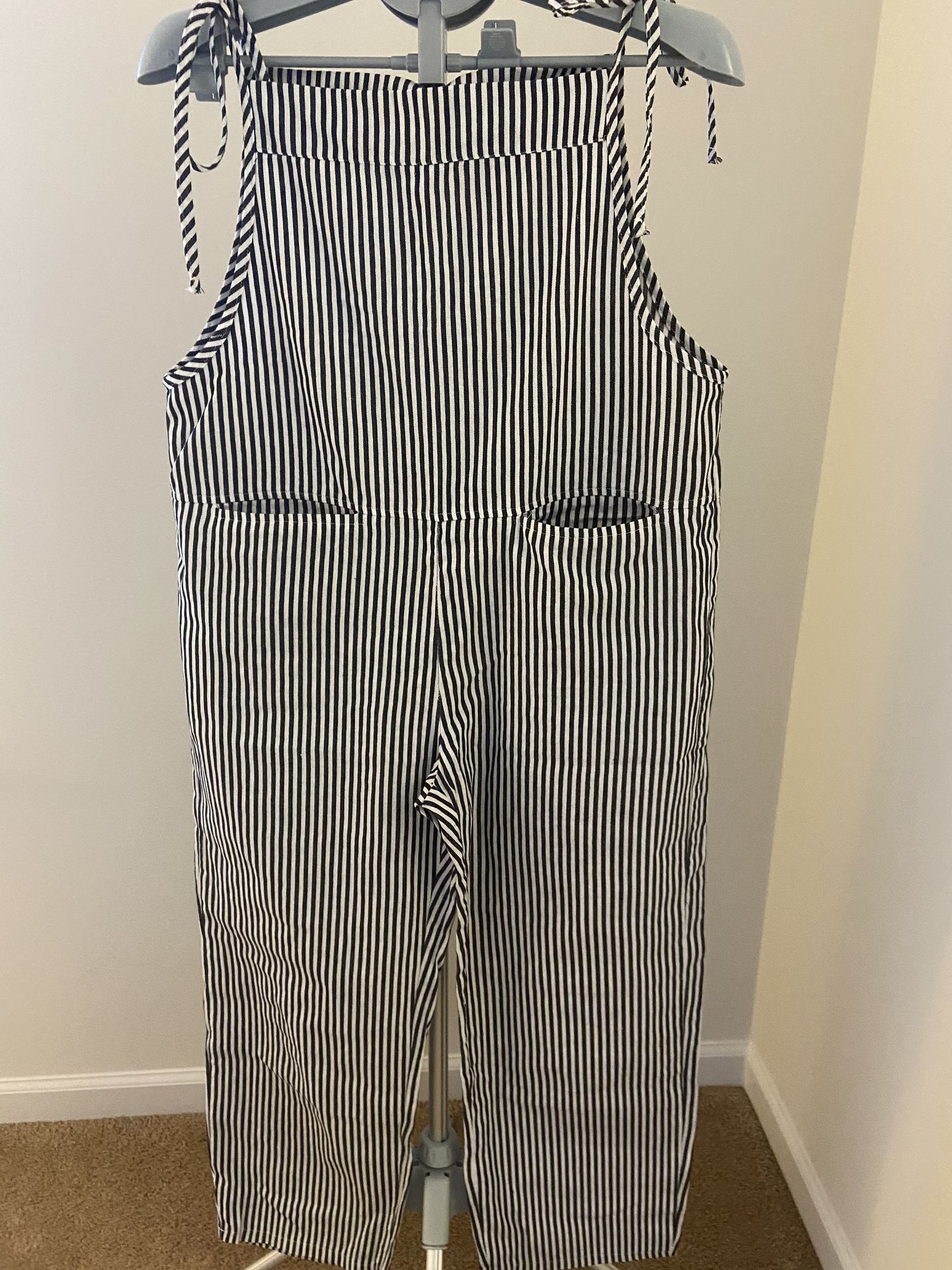 Striped Wide Leg Jumpsuit-Size Large