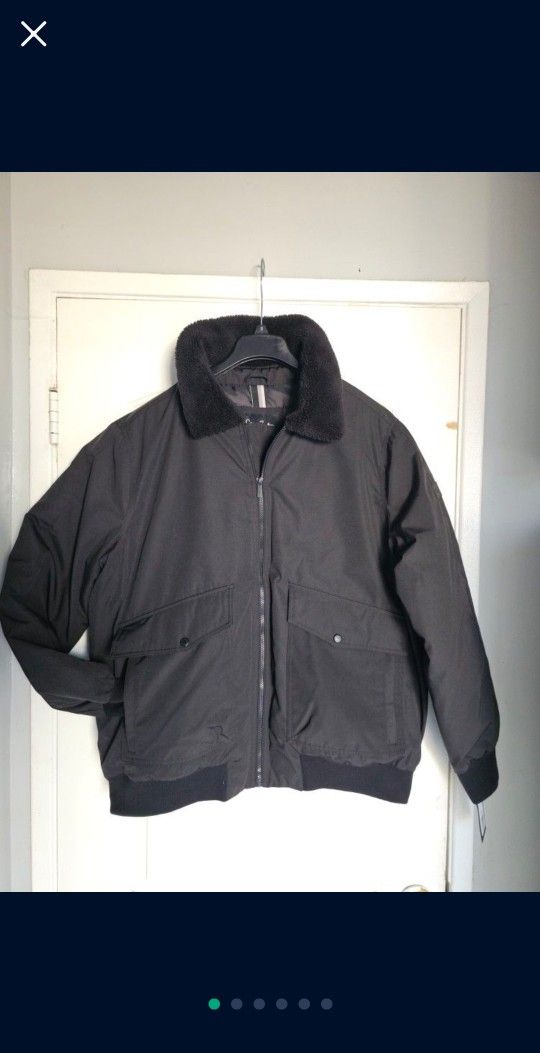 Men's Jacket XL Black Bomber Sherpa Collar